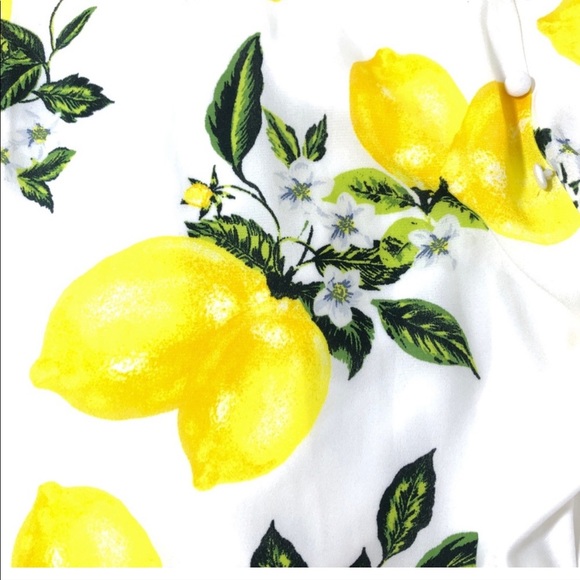 Lulus Afternoon Air Yellow Lemon Print High Low MIDI  Dress - Picture 9 of 12